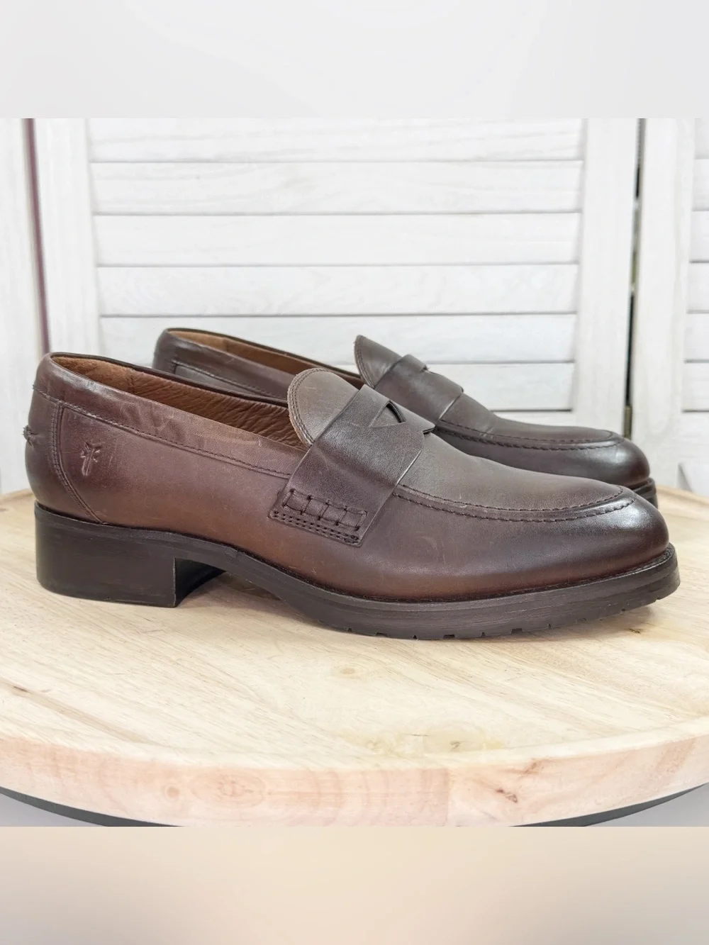 Frye Melissa Lug Sole Leather Loafer Shoes Brown Women’s 9 Preppy Academia